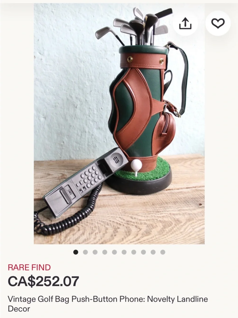 ⛳️ Classic Vintage Golf Bag Land Line Phone 🏌🏽 - Picture 3 of 10